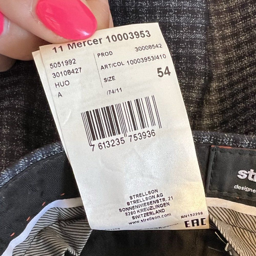 Strellson Mercer Blue Plaid Wool Dress Pants - Picture 6 of 7